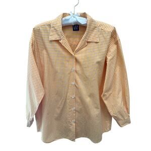 GAP | Yellow Gingham Check Button Down Shirt 100% Cotton | Small